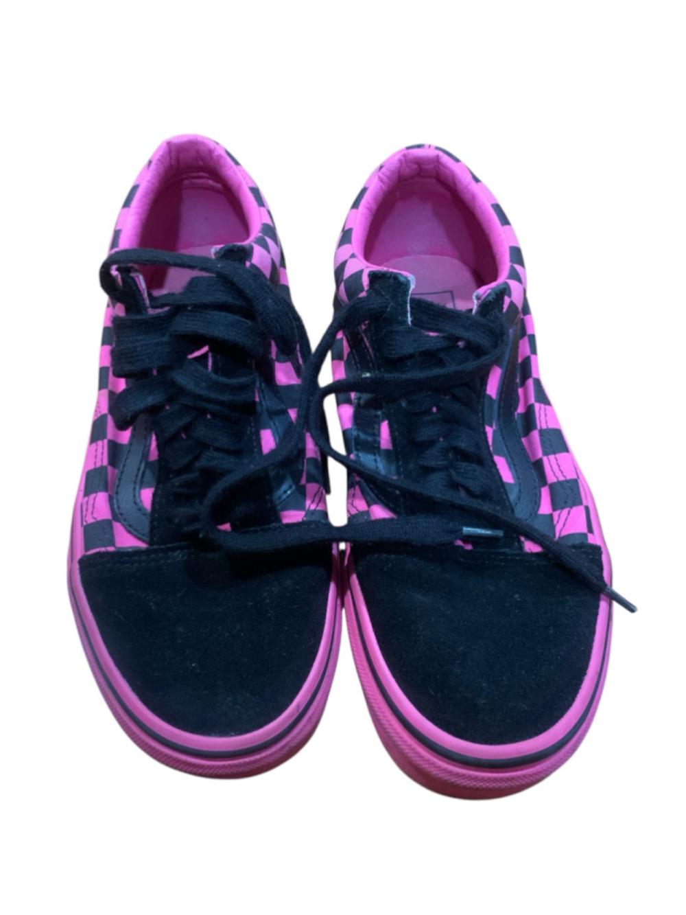Women's Vans Old Skool Sneakers Size 8.5 Pink and Black Checkerboard